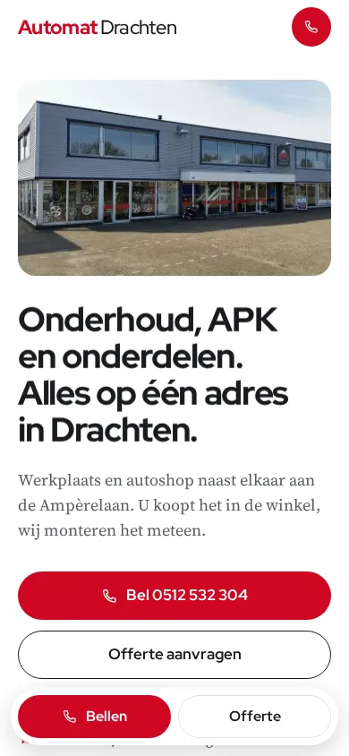 Richting A op een telefoon