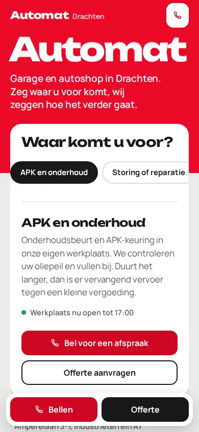 Richting C op een telefoon