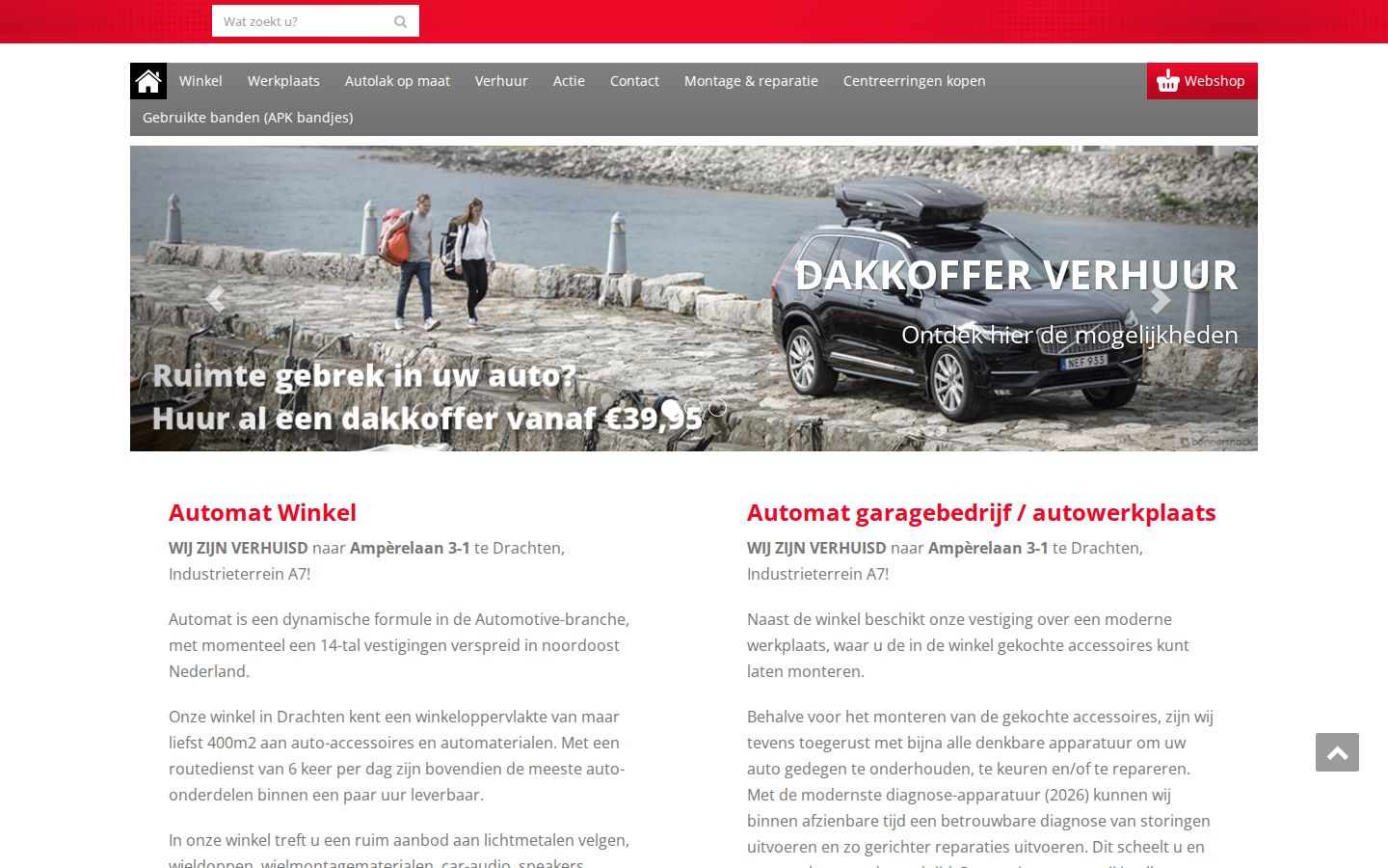 Huidige homepage van automatdrachten.nl op een laptop