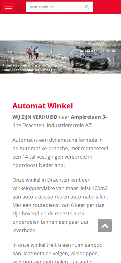Huidige homepage van automatdrachten.nl op een telefoon